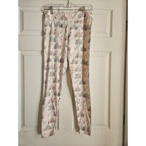 Disney Parks Castle Print Leggings Yoga Pants Pink Grey White Sz M Princess Soft